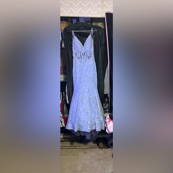 La Femme Lavender Lace Prom Dress - Picture 12 of 12